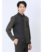 ストレッチ+ウォーム 切替 ボタンダウン長袖シャツ