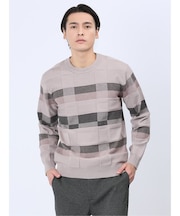 クロスストレッチ ギミックボーダー クルーニット