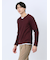 ワッフル裏起毛 フェイクVネック長袖Tシャツ