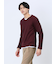 ワッフル裏起毛 フェイクVネック長袖Tシャツ