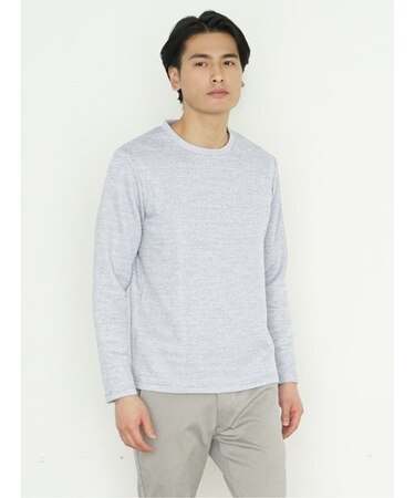 パールワッフル裏使い クルーネック長袖Ｔシャツ