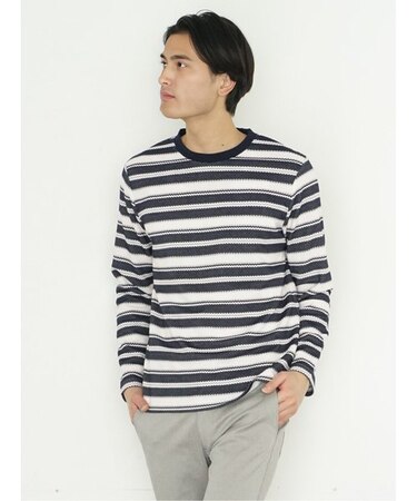 ポップコーンボーダー クルーネック長袖Tシャツ