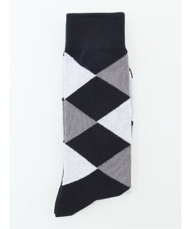 ストレッチ抗菌防臭 ダイヤ柄クルーソックス