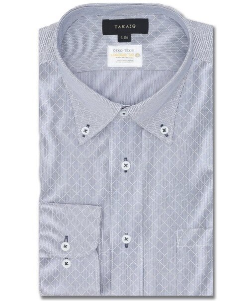 形態安定 吸水速乾 スタンダードフィット ボタンダウン長袖シャツ