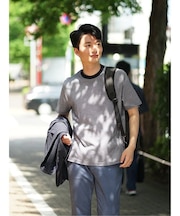 【DRESS T-SHIRT】綿ストレッチ クルーネック半袖Tシャツ ボーダー