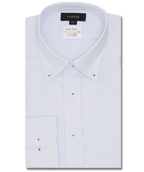 形態安定 吸水速乾 スタンダードフィット ボタンダウン長袖シャツ