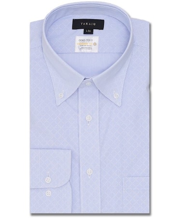 形態安定 吸水速乾 スタンダードフィット ボタンダウン長袖シャツ