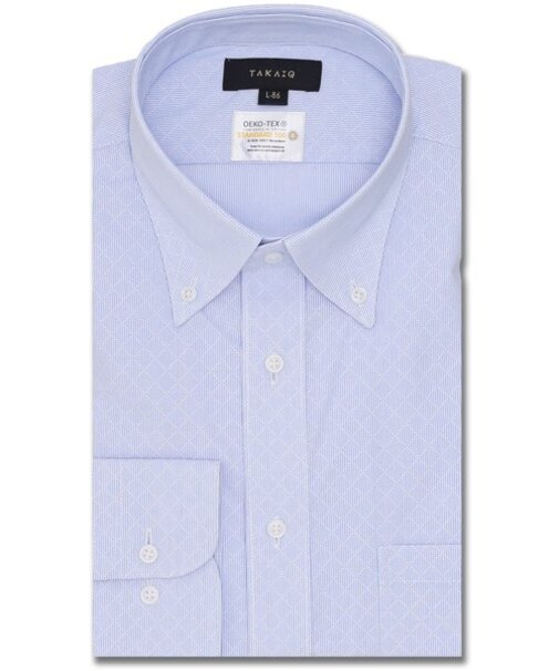 形態安定 吸水速乾 スタンダードフィット ボタンダウン長袖シャツ