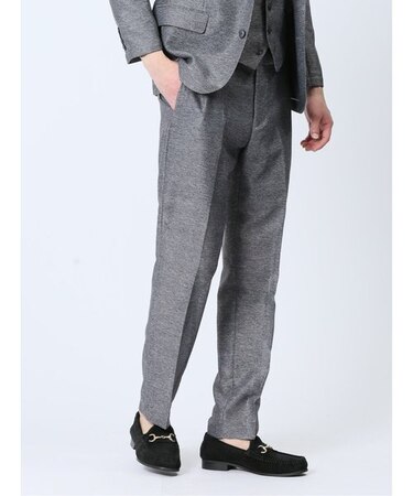 TechLinen スリムフィット ノータックパンツ グレー(セットアップ可能)