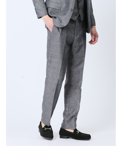 TechLinen スリムフィット ノータックパンツ グレー(セットアップ可能)