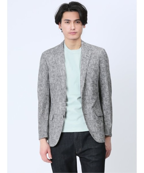 TechDenim スリムフィット 2ボタンジャケット シロ×クロ(セットアップ可能)