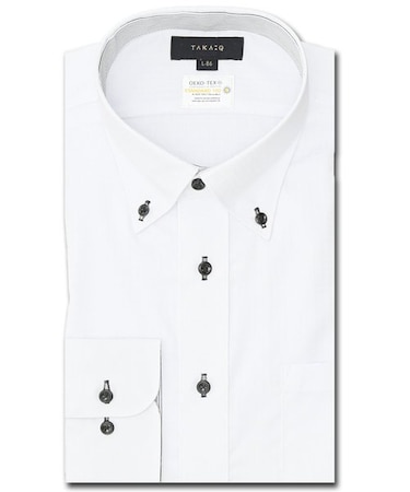 形態安定 吸水速乾 スタンダードフィット ボタンダウン長袖シャツ