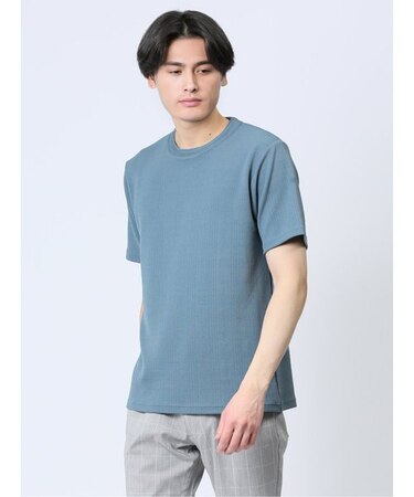 ふくれチェック クルーネック半袖Ｔシャツ