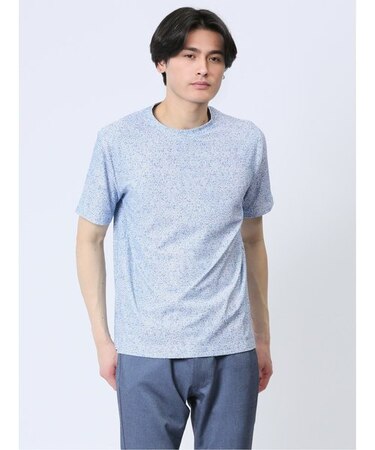 メッシュ 転写プリント クルーネック半袖Tシャツ