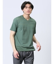 リンクスパネルボーダー Vネック半袖Tシャツ