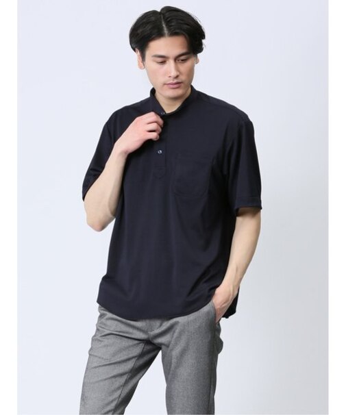 Biz クールパス バンドカラー半袖 ビズポロ