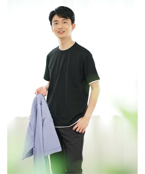 リンクス千鳥 フェイククルーネック半袖Tシャツ