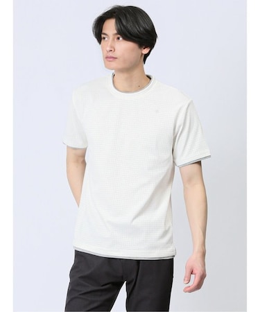 リンクス千鳥 フェイククルーネック半袖Tシャツ