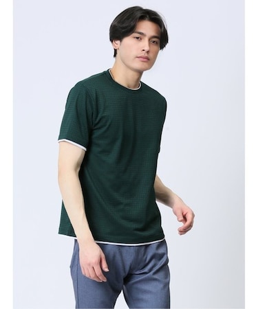 リンクス千鳥 フェイククルーネック半袖Tシャツ