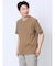 リンクス縦柄 フェイクVネック半袖Tシャツ