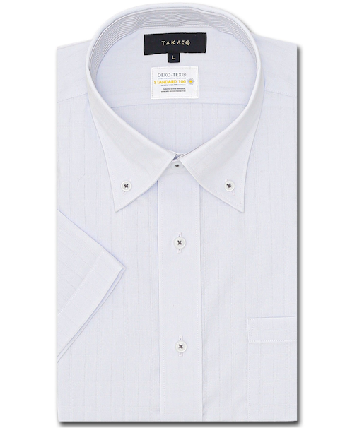 形態安定 吸水速乾 スタンダードフィット ボタンダウン半袖シャツ