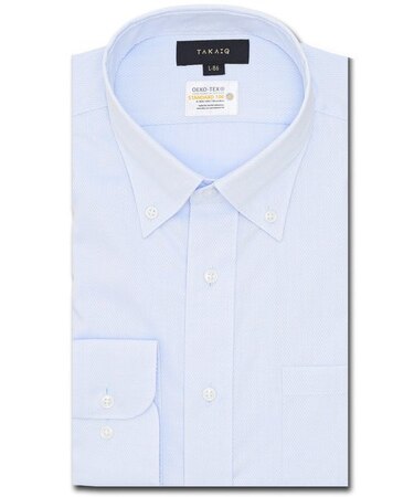 形態安定 吸水速乾 スタンダードフィット ボタンダウン長袖シャツ