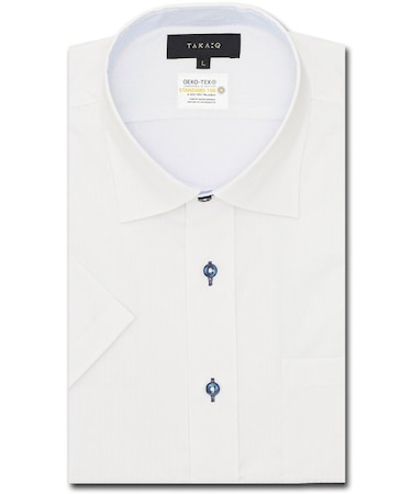 形態安定 吸水速乾 スタンダードフィット ワイドカラー半袖シャツ