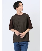 ドビーメッシュ切替 クルーネック半袖Tシャツ