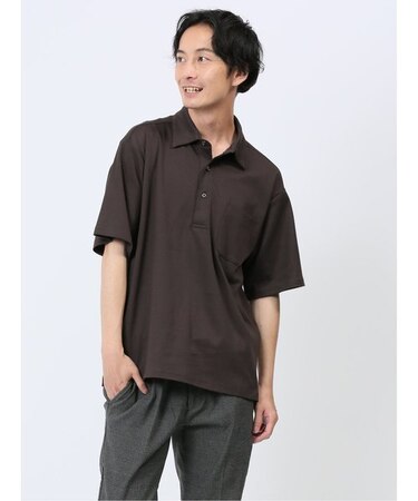 【DRESS POLO-SHIRT】綿ストレッチ オーバーサイズ 半袖ポロシャツ