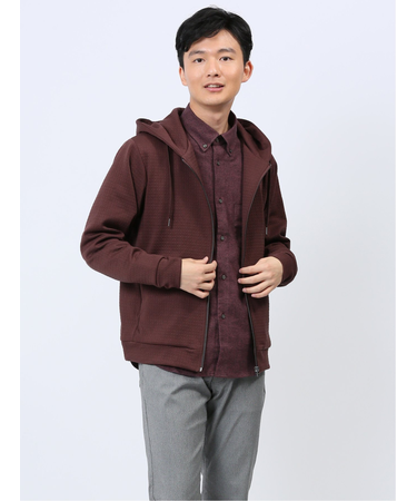 ジャガード フルジップ長袖パーカー