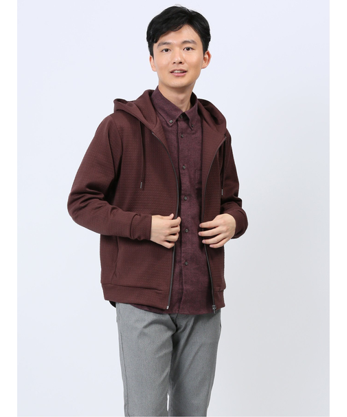 ジャガード フルジップ長袖パーカー