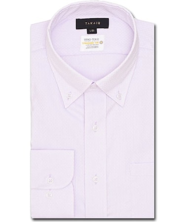 形態安定 吸水速乾 スタンダードフィット ボタンダウン長袖シャツ