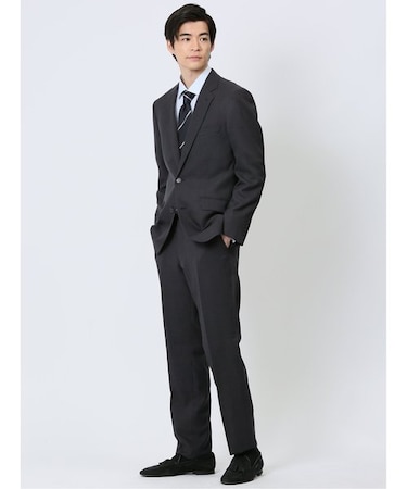 ストレッチウォッシャブル レギュラーフィット 2ボタン2ピーススーツ ウインドペングレー