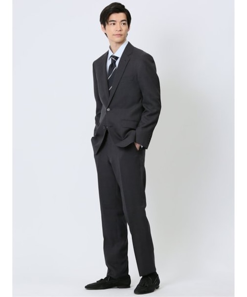 ストレッチウォッシャブル レギュラーフィット 2ボタン2ピーススーツ ウインドペングレー