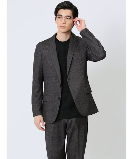 TechMove スリムフィット 2ボタンジャケット 組織茶(セットアップ可能)