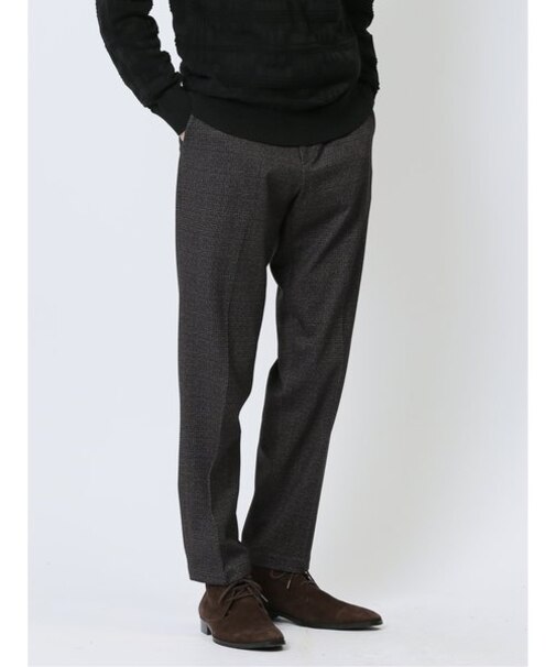 TechMove スリムフィット ノータックパンツ 組織茶(セットアップ可能)