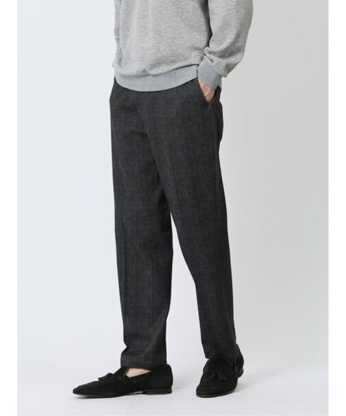 TechMove スリムフィット ノータックパンツ チェックグレー(セットアップ可能)