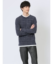 スラブインレイ モックネック長袖Ｔシャツ