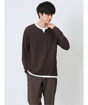 さまになる 鹿の子ポンチ キーネック長袖Tシャツ