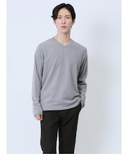引き揃え杢 Vネック長袖Tシャツ