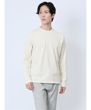 ヘリンボンジャガード クルーネック長袖Tシャツ
