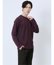 ヘリンボンジャガード クルーネック長袖Tシャツ