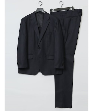 ウール混 レギュラーフィット 2ボタン2ピーススーツ 組織紺