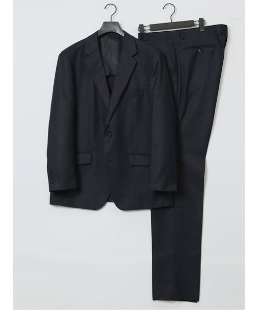ウール混 レギュラーフィット 2ボタン2ピーススーツ 組織紺
