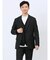 クロスストレッチ スリムフィット 2ボタンジャケット ピケ黒(セットアップ可能)