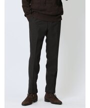 Woolen Tec On スリムフィット ノータックパンツ 組織茶(セットアップ可能)