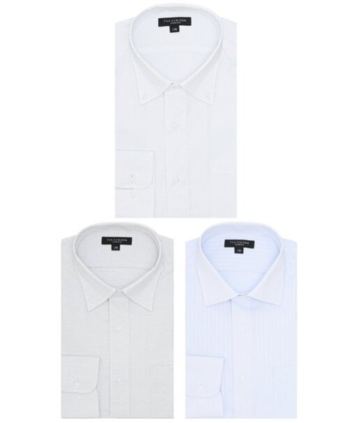 【WEB限定】形態安定 吸水速乾 スタンダードフィット 長袖シャツ3枚セット MIX