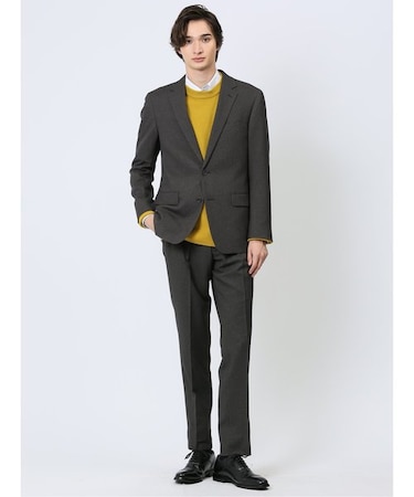 Woolen Tec On スリムフィット 2ボタン2ピーススーツ 千鳥グレー
