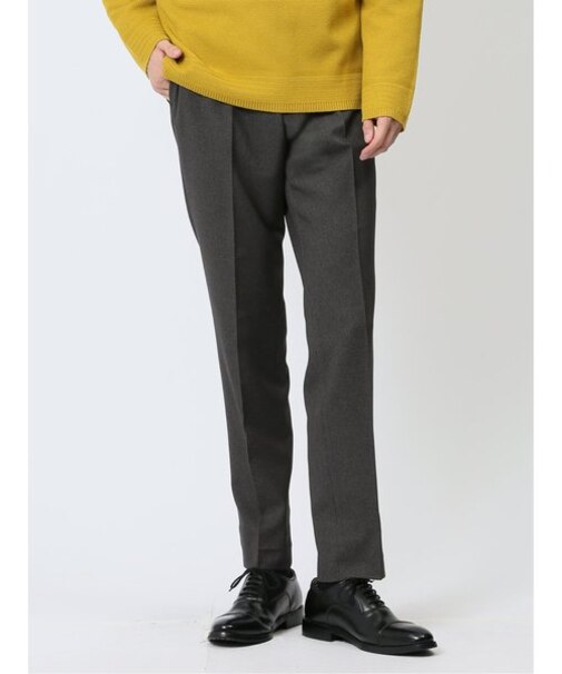 Woolen Tec On スリムフィット ノータックスラックス 千鳥グレー