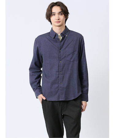 メランジ起毛 ボタンダウン長袖シャツ